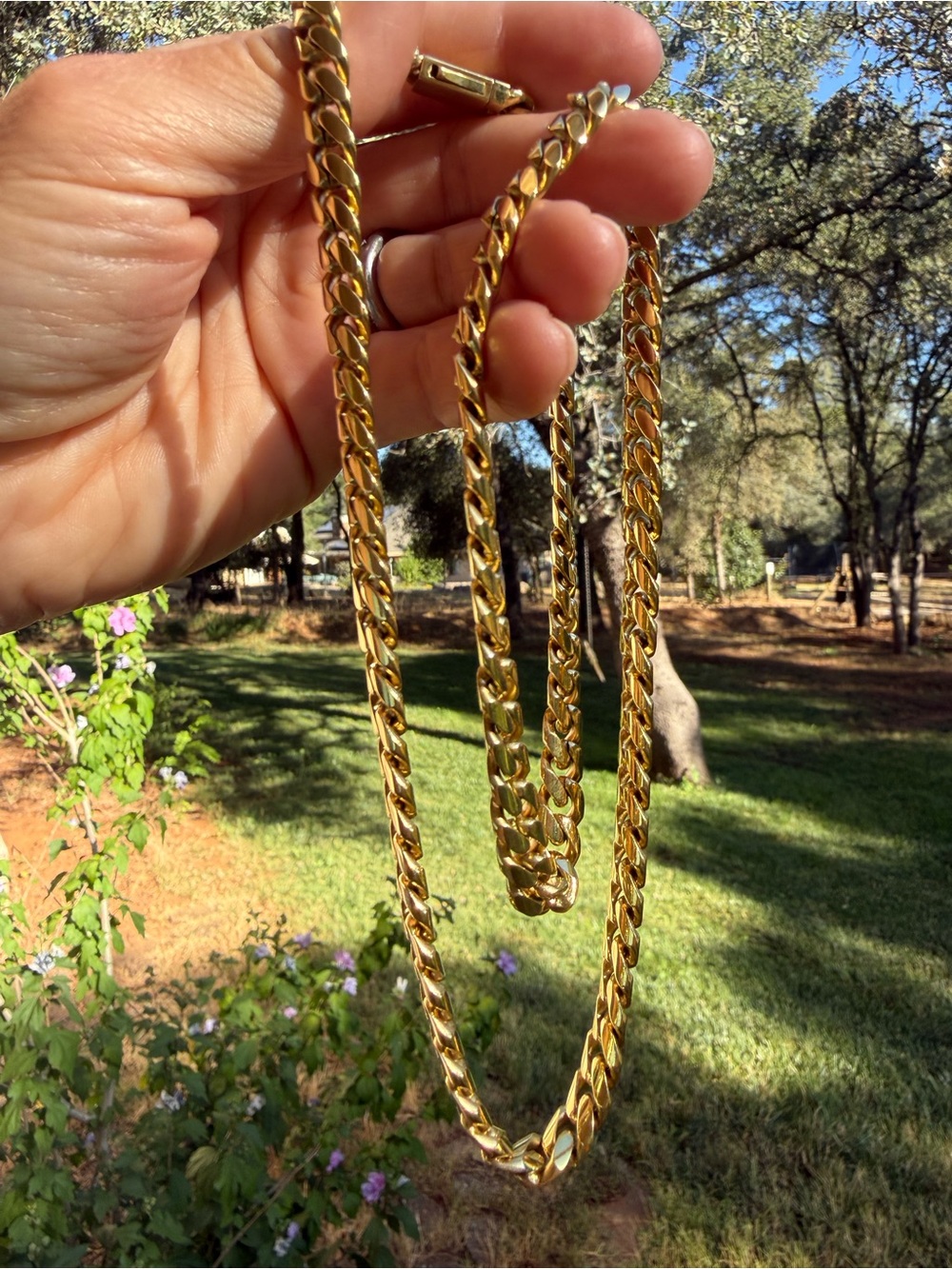 JAXXON 8mm Cuban Link Chain 24” XL 14K Gold Box Clasp Men’s Necklace
